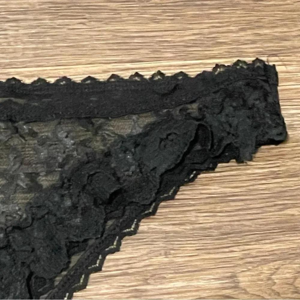 Vintage Stardust Intimates Sheer Lace Panty Black Size 6